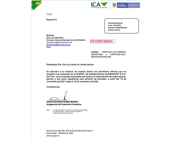 Habilitación Exportar a Colombia