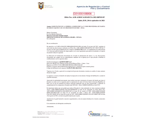  Habilitación exportar a Ecuador